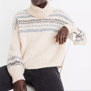Madewell Fair Isle Turtleneck Wool Blend Sweater